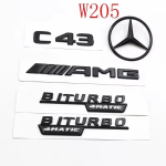 3D ABS Must C43 Logo T&auml;hed BITURBO 4MATIC Embleem Auto Mercedes Benzi Tagumisele T&auml;hele Kleebis BITrunk AMG Embleem AMG W205 W206 C205