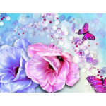 Teemanttikandid Mosaiik Teemantmaal Lillede ja liblikatega t&auml;is&uuml;mmargune kivikivist kodukaunistus 20X30CM