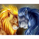 5D Teemantmaal Ristpistes Teemanttikandid Fire-Blue Lions seinakleebis t&auml;isteemant 20X30CM