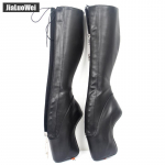 7-tollised &uuml;lik&otilde;rge kontsaga balletisaapad JIALUOWEI kabjata kontsakingad Stiletto Punk Goth YKK lukustatav t&otilde;mblukk Seksikad feti&scaron; p&otilde;lvek&otilde;rgused saapad 36 matt must v&auml;rv