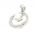 Les Tr&eacute;sors De Lily [I2608] - K&auml;sit&ouml;&ouml;na valmistatud h&otilde;bedast ripats  Goddess Opal  h&otilde;bevalge (roodiumiga kaetud) - 20x16 mm valge