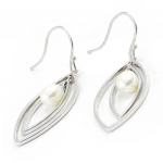 Les Tr&eacute;sors De Lily [I3630] - h&otilde;bek&otilde;rvar&otilde;ngad 'Perla' h&otilde;bevalge (roodiumiga kaetud) - 25x13 mm h&otilde;be