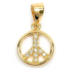 Les Tr&eacute;sors De Lily [P6626] - Pendentif Plaqu&eacute; Or 'Peace' blanc dor&eacute; - 10 mm valge