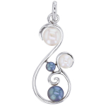Les Tr&eacute;sors De Lily [Q9375] - Pendentif Argent 'Sissi' gris bleut&eacute; ivoire argent&eacute; (rhodi&eacute;) - 30x15 mm hall