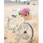 Teemantmaal Jalgratta- ja lillekorv  T&auml;is&uuml;mmargune mosaiikteemantpilt 20X30CM