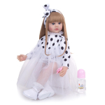 KEIUMI 24 tolli 60 cm Reborn Baby Dolls T&uuml;drukute riidest keha Ilus pikkade kuldsete juustega nukk lastele j&otilde;ulukingiks 24 inch valge