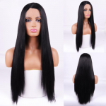 MISS WIG s&uuml;nteetiline pitsist eesmine parukas Ombre must naturaalse lainepikkusega parukas, sobib mustanahalistele naistele, kuumakindel