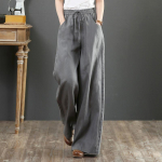 DIMANAF Plus Size 2021 naiste linased p&uuml;ksid elastsed vintage Korea Summer Basic naiste triibulised moep&uuml;ksid laiad s&auml;&auml;rtega &uuml;lisuured lahtised p&uuml;ksid M