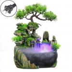 Simulation Resin Rockery Fake Tree Feng Shui kose niisutaja kaunistus US Plug with Fog roheline