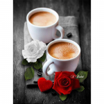 5D DIY Red Rose Coffee Teemanttikandid Rhinestone'i ristpistes Kodukaunistus Full Round 20x30CM