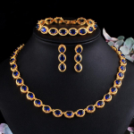 CMM Luksusliku kullav&auml;rvi kuupmeetri tsirkooniumoksiidi &uuml;mmargune kaelakee kaelakee k&otilde;rvar&otilde;ngaste komplekt