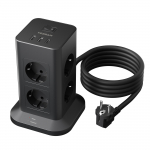 TESSAN mitme pistikupesaga vooluriba 11/12 pistikupesaga 3/5 USB-porti EU pistiku pikenduspesa koos 2M kaabliga &uuml;lekoormuskaitse l&uuml;litiga koju, kontorisse 3 Outlets & 3 USB Ports must