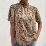 YYFS naiste moe vabaaja leopardimustriga l&uuml;hikeste varrukatega pluusid ja s&auml;rgid M khaki