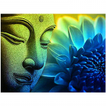 5D DIY Teemantmaal Buddha puhas maamaastik Teemanttikandid Ristpistes T&auml;ielik Rhinestone Mosaiic Kodukaunistus Round 20x30cm