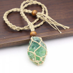 Naiste kaelakee naturaalsest originaalsest kivist v&otilde;rgupakk, ebaregulaarne ripats punutud k&ouml;iega unisex armastus romantiline kinkekett 50 CM 20-30mm/Green Fluorite