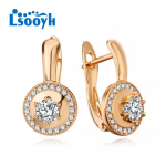 LSOOYH Clip K&otilde;rvar&otilde;ngad Roosa kullav&auml;rvi Moodne k&otilde;rvar&otilde;ngas Naistele Geomeetria Cubic Zirconia Stud K&otilde;rvar&otilde;ngad Ehted A