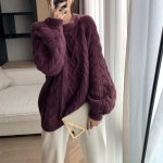 S&uuml;gistalvine soe Twist pullover Pehme kampsun Naiste Korea soliidne kampsun O-kaelusega kootud džemper Streetwear kampsun One Size