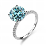 BagueRingen S925 Sterling h&otilde;bedast ehted, suur 5-karaadine D V&Auml;RVI Moissanite teemant klassikaline nelja k&uuml;&uuml;nega naiste abielus&otilde;rmus suurus 4-9 4.25 sinine