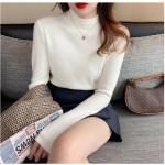 Poolkaelusega pullover, naiste sviiter, elegantne pikkade varrukatega mood, p&otilde;hilised kootud topid, s&uuml;gistalvised džemprid, naiste riided 23944 One Size must