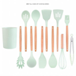 Silikoonist k&ouml;&ouml;giriistade komplekt Mittenakkuv spaatliga supilusikas Munapeksja toiduklamber puidust k&auml;epide koos hoiukarbiga K&ouml;&ouml;git&ouml;&ouml;riist K&uuml;psetustarvikud 12pcs one set