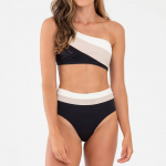 Naiste Splice Color Halter Neck Bikiinikomplekt Ujumiskost&uuml;&uuml;m S must