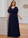Ever-Pretty naiste s&uuml;gava V kaelusega A-Line Empire Waist &scaron;ifoonist suures &otilde;htukleidid 7XL tumesinine v&auml;rv