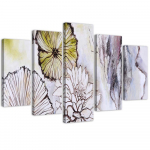 Viieosalise pildiga l&otilde;uendiprint Akvarell Flowers Beige 100x70 beež
