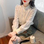 Kevadriided Uus prantsuse vintage aluskrae, pikk varrukas sees Take pits s&auml;&auml;rised naiste kevad- ja s&uuml;gispluus XXL