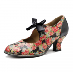 Johnature naiste kingad Sweet Print Pumps Vintage Rural Floral Lace Bow Naiste keskmise kontsaga kingad 36 must