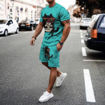 Retro armas loom 3D tr&uuml;kkimine Meeste Komplektid Ts&auml;rk l&uuml;hikesed p&uuml;ksid Suvised 2-osalised r&otilde;ivad Komplektid Spordidress Meeste Suured riided T&auml;navar&otilde;ivad 6XL
