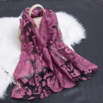 Kevad-suvi uus p&auml;ikesekaitsekreem siidist sall L&otilde;igatud lilledega sall Rose Jacquard sall Silk Organza Paisley-Purple