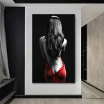 Seksikate alasti naiste plakatid ja prindid Moodne seinakunst l&otilde;uendimaal Punase seelikuga naise pilt elutoa sisekujunduseks raamita seinamaaling 20x30cm