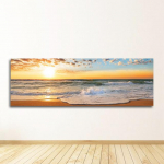 Suurem&otilde;&otilde;tmelised pildid elutuppa l&otilde;uendil maali rand laev meri seinakunst P&otilde;hjamaade plakatid ja prindid kodu kaunistus 50cm&times;150cm NoFrame