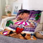 Cartoon Bad Bunny tekk Flanell Tekid Pop Ladina muusika Soe pl&uuml;&uuml;s fliisist tekid t&auml;iskasvanutele m&otilde;eldud diivanvoodipesu jaoks kogu hooajal 75x90cm