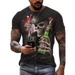 Uus suvine meeste mood T-s&auml;rk Personality Skeleton Beer Tr&uuml;kitud meeste T-s&auml;rk Top XS must