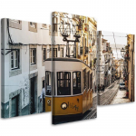 Kolmeosalise pildiga l&otilde;uendiprint Tram Lisbon City Yellow 60x40 kollane