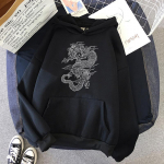Naiste pikkade varrukatega Hip Hop pikkade varrukatega naiste kapuutsiga dressipluus Dragon Print Casual Unisex t&auml;navar&otilde;ivad Harajuku D Kawaii Y2k riided Topid Pusad S