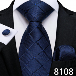 Meeste siidist lipsud must hall lilleline kootud kaelalips Hanky ​​mansetin&ouml;&ouml;pide komplekt pulmadeks N-8108