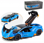 1:24 skaala sulamist survevaluauto mudel Lambo Huracan STO 2021 jaoks, tagasit&otilde;mmatavad s&otilde;idukid, mudelautod, valguse ja heliga m&auml;nguasi lastele t&auml;iskasvanutele 1/24-21x8.5x5.5cm oranž/sinine