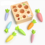 Montessori v&auml;ikelaste m&auml;nguasjad, Macroni porgandikoristusm&auml;ng Puidust m&auml;nguasi 2-aastastele 3-aastastele v&auml;ikelastele, hariv &otilde;petus, vormide sorteerimine, sobivad kingitused 12.5x12.5x5.5cm