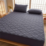 Tepitud kattemadrats 100% puuvillane voodikate Paks madratspadja kaitse, paigaldatud lina voodilina voodikate ilma padjap&uuml;&uuml;rideta 90x190cm Only a Sheet black