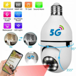 360 1080P 2,4G 5G E27 panoraamkaamera E27 lambipirn kaamera Wi-Fi IR &ouml;&ouml; nutikas kodu juhtmevaba turvalisus 2.4G&5G valge