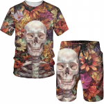Vintage Skull Gothic 3D Print Meeste komplektid Suvised 2-osalised r&otilde;ivad Komplektid T-s&auml;rk ja l&uuml;hikesed p&uuml;ksid Spordidress Meeste &uuml;lisuurest riidest t&auml;navariided 5XL