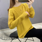 2024. aasta kevad ja s&uuml;gis, uus &uuml;mara kaelusega Big Yards naiste sviiter, pits, pikkade varrukatega avara &otilde;&otilde;nsaga kootud naiste kampsun XL