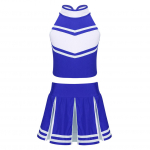 Laste cheerleading riided 2 tk T&uuml;drukud tantsivad Cheerleading Laval esinemiskost&uuml;&uuml;mid Varrukateta topid seelikuga 5-6 Years sinine