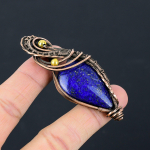 Lapis Lazuli V&auml;&auml;riskivi Puhta Vasktraadiga &Uuml;mbritsetud K&auml;sit&ouml;&ouml; Ehted Ripats Kingituseks 2.83 Inches sinine