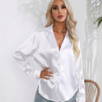 GMXIA naistemood vabaaja &uuml;hev&auml;rvilise tr&uuml;kiga pikkade varrukatega POLO kaelusega pluusid ja s&auml;rgid S valge