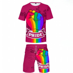 V&auml;rvilised elemendid, mood, 3D prinditud, meeste naiste T-s&auml;rkide komplektid vikerkaar LGBT T-s&auml;rgi l&uuml;hikesed p&uuml;ksid, kaheosaline komplekt vabaaja Harajuku t&auml;navar&otilde;ivad S
