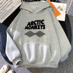 Harajuku Vintage ARCTIC MONKEYS Sound Wave tr&uuml;kitud pusad Meeste S&uuml;gispulloverid Muusika Kpop Rula kampsunid Kapuutsiga S hall