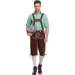 Saksa Oktoberfesti kost&uuml;&uuml;m, meeste Baieri Lederhosen l&uuml;hike &otilde;llemeeste v&auml;ljam&otilde;eldud kleit XL roheline/kohv